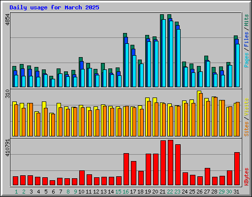 Daily usage for March 2025