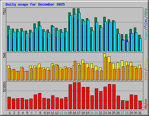 Daily usage for December 2025